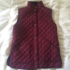 Lands' End Womens Primaloft Quilted Vest Corduroy Collar